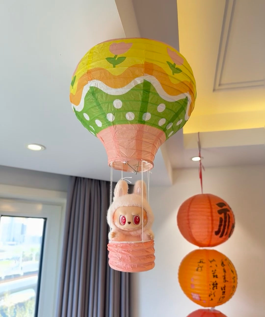 Doll Loot | labubu doll Room Hot Air Balloon Lantern Decoration（Not including the dolls.）