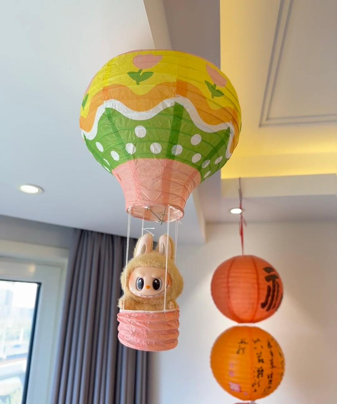 Doll Loot | labubu doll Room Hot Air Balloon Lantern Decoration（Not including the dolls.）